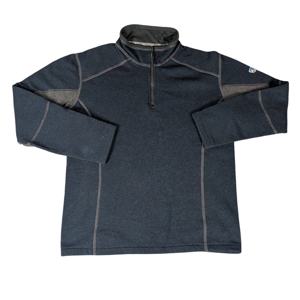 Kuhl Kashmira Quarter Zip Fleece Pullover Navy Blue Grey Kids L 14-16